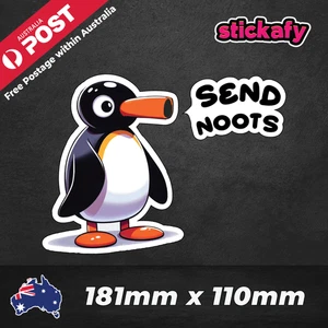 Pingu Send Noots Vinyl Sticker for Laptop Car Decal Boat Aussie Funny - Picture 1 of 5