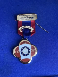 2010 SOLID SILVER PROVINCIAL MARK MASONS CENTENARY JEWEL.EAST LANCS. (104). - Foto 1 di 5