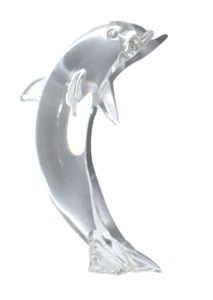 Vintage Kunst Glas Delfin Figur klar 3,25" lang - Bild 1 von 10