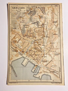 CAGLIARI SARDINIA Italia mapa 1913 Wagner & Debes Leipzig geografía 4x6" color - Imagen 1 de 2