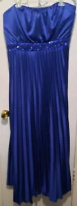 City Chic Blue Satin Beaded Bodice Strapless Dress Gown XL 22 prom wedding - Picture 1 of 15