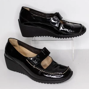 Wolky Mary Jane Damenschuhe mit Keilabsatz Lackleder LESEN schwarz Größe 37 6 | AQ - Bild 1 von 6