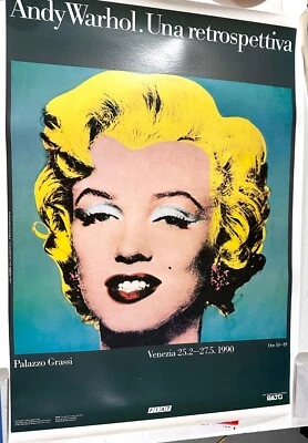 MARILYN ANDY WARHOL RETROSPECTIVE 1990 VINTAGE POP ART POSTER ON LINEN - Image 1 of 4
