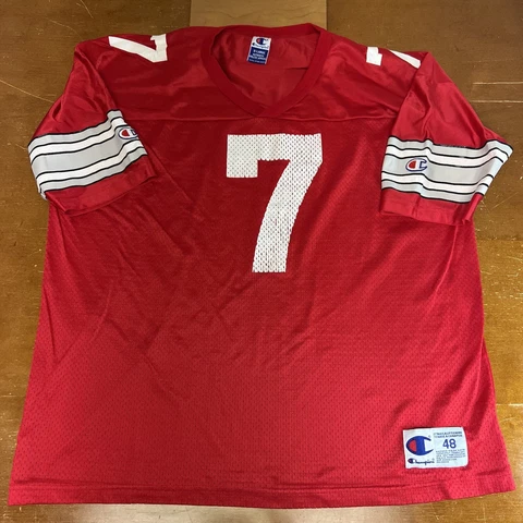 Vintage Ohio State Buckeyes Jersey Mens Extra Large Red Football #7 Champion Cover