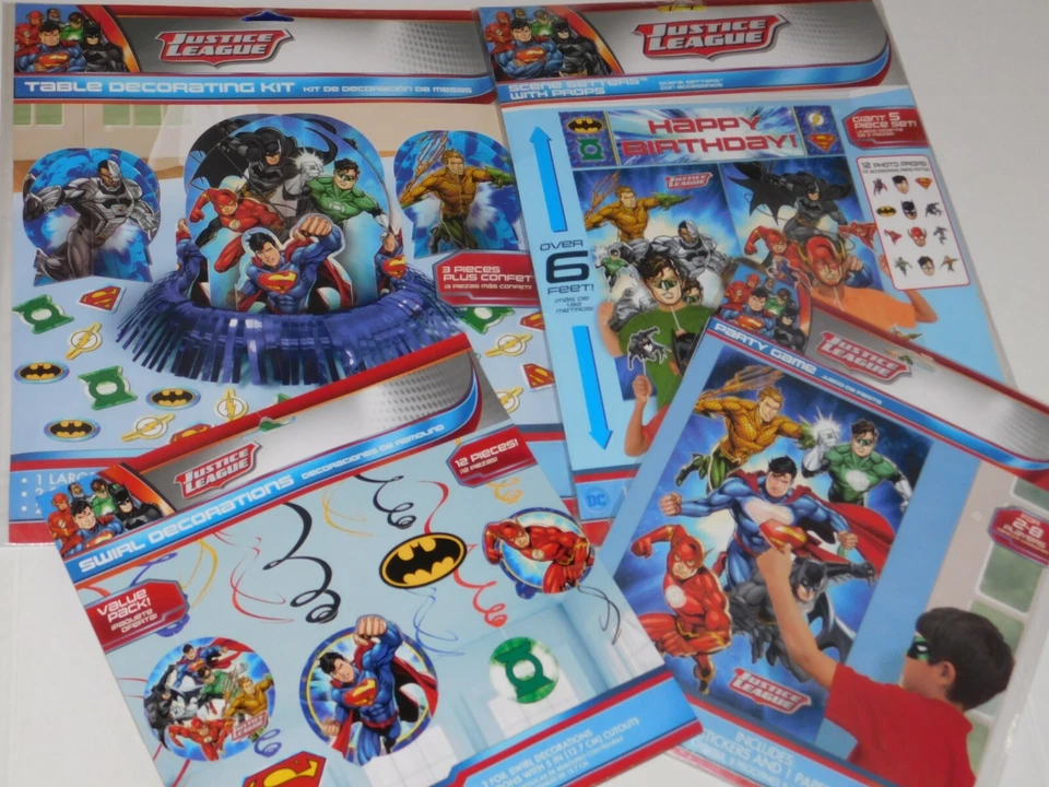 Liga de la Justicia Superman Batman Fiesta de Cumpleaños Mesa Remolino Decoraciones Juego Foto 1 de 2