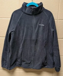 Columbia Jacket 1X Black Fleece Sweater Lightweight Full Zip Mock Mens - Picture 1 of 7
