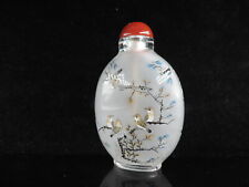 Chinese Handmade Inside Painted Bird Pattern Glass Snuff Bottle 