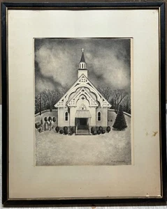 Original RUTH CHRISMAN GANNETT St Bridget Church CORNWALL Connecticut LITHOGRAPH - Picture 1 of 12
