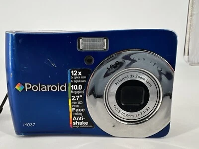 Polaroid i1037 10MP Digital Camera Blue READ Parts Repair Lens Issue Blurry - Image 1 of 2