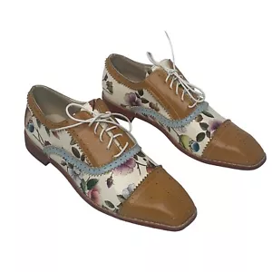 Mens Size 11 EU Size 45 Floral Brown Oxford shoes - Picture 1 of 16