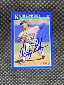Keith Comstock Seattle Mariners 1991 Score Signed Auto Card #502 ~ COA - Picture 1 of 3