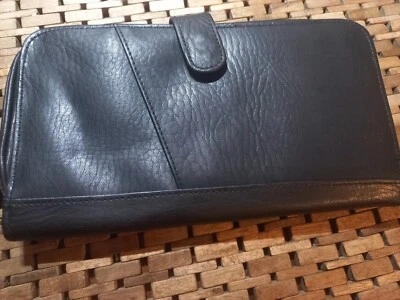 Cartera Trafalgar Grande Cuero Mapa Negra 9.5 x 6" con Bolsillo con Cremallera Envío Gratis Foto 1 de 4