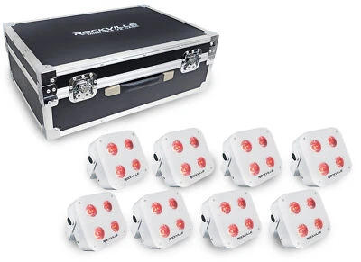 Rockville MINI RF4 V2 CHARGE PACKAGE WHITE 8 DJ Par Wash Up Lights+Case+App Ctrl - Image 1 of 4