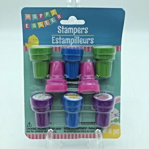 Happy Easter Stampers 8 Piece Stationery Stamps Bunny Eggs Chic Carrot Color Kid - Picture 1 of 8