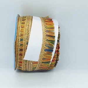 Mehrfarbig Regenbogen Gold Fransenzierleiste Indischer Zopf Deko Tanzband 2,5cm - Bild 1 von 1