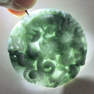 Certified Green Burma Natural A Jade jadeite pendant Dragon 龙 a7712 - Picture 1 of 8