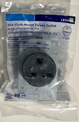 Receptáculo de toma de corriente de hoja recta Leviton 5372-S00 250V 30A NEMA 6-30R NUEVO Foto 1 de 3