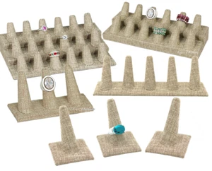 41 Finger Displays Burlap Ring Display Jewelry Ring Stands Beige Ring Holder 7pc - Picture 1 of 7