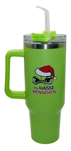 XXL Thermobecher Muffel "Ich hasse Menschen" mit Griff und Strohhalm 1200 ml - Bild 1 von 1