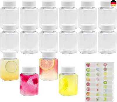 DYMHQ 16 Transparente Getränke Plastikflaschen, 100ML Leere Quadratisch