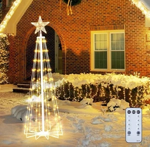 NUEVO Blanco Cálido Luces LED 4FT Cono de Navidad Árbol Estrella Topper Control Remoto Interior-Exterior - Imagen 1 de 8