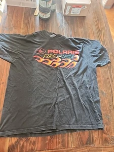 Vintage Polaris Fire On Ice Shirt Mens Xl Black Graphic Logo 90s USA Pure Polar - Picture 1 of 14