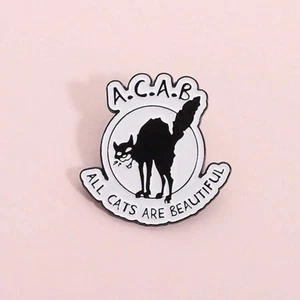 Alle Katzen sind schön Emaille Pin - Schwarze Katze - ACAB IWW Union Linker Sozialismus - Bild 1 von 4
