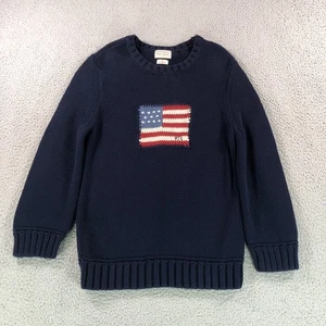 Vintage Ralph Lauren Polo Jeans Co Sweater Youth Large Knit Flag USA Jumper - Picture 1 of 15
