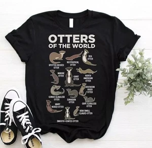 Type of Otters Cute T-Shirt, Otter Lover Gift, Animal Sea River Present Costume, - Picture 1 of 20