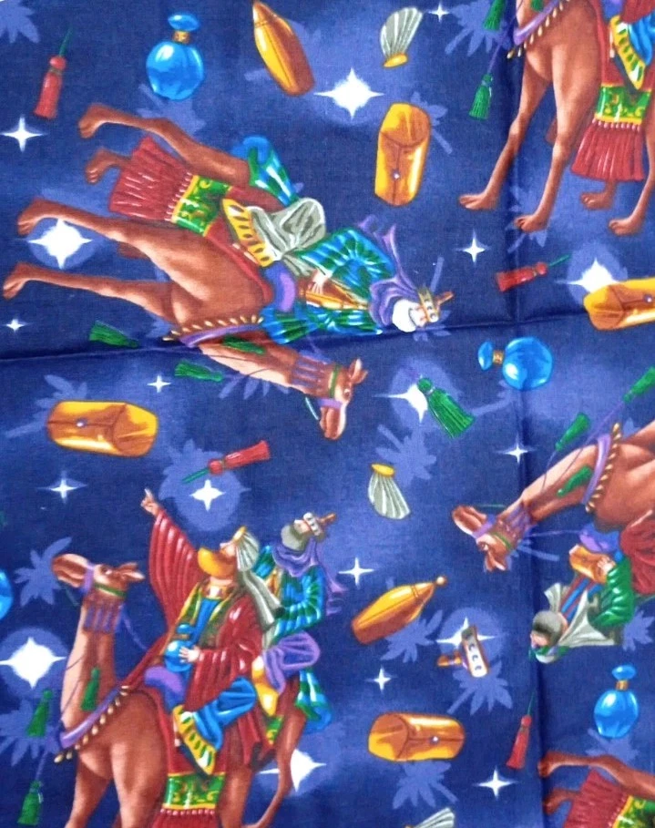 Fabri-Quilt 100% Cotton Fabric Dark Navy Magi on Camel Christmas Fat Quarter - Image 1 of 4