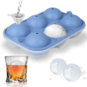 Ice Ball Maker, TINANA Reusable 2.5 Inch Cube Trays, Easy Release Blue - Picture 1 of 6