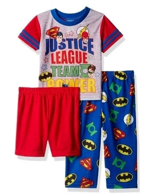 Пижамный набор из 3 предметов с шортами и брюками Justice League для мальчиков - Изображение 1 из 4