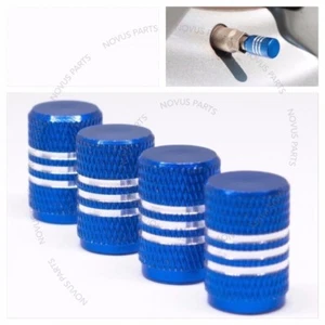 4PCS Rim Tire Valve Cap Blue With Chrome lines For Porsche 911 Boxster Cayenne - Picture 1 of 4