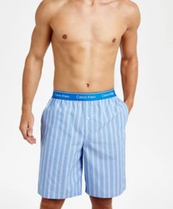 A0479 Calvin Klein NUEVO U1172 Pantalones Cortos Para Hombre Azul Rayas Tejido Algodón Mediano Salón M - Imagen 1 de 8