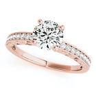 1.15CTW Natural Diamond Moissanite 18K Rose Gold Antique-Style Engagement Ring