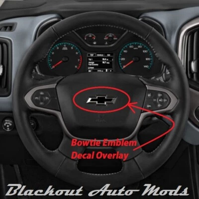 Gloss Black Vinyl BowTie Steering Wheel Emblem Overlay Decal Chevrolet Equinox - Image 1 of 4