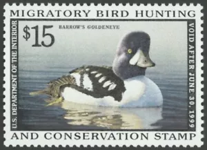 1998 US Scott #RW65 $15 Barron's Goldeneye, Federal Duck Stamp. Single. MNH - Picture 1 of 1