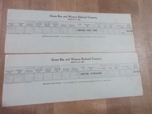 2 Railroad Pay Stubs Green Bay & Western Railroad July 1940's (r) - Picture 1 of 4