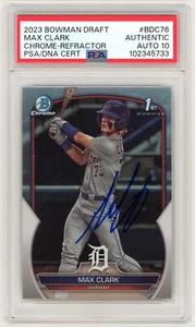 Max Clark Signed 2023 Bowman Draft Chrome Refractor #BDC76 PSA 10 Auto 1st RC B - Picture 1 of 2