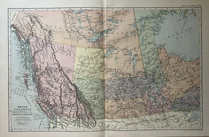 1893 Western Canada Original Antique Map by G.W. Bacon - Picture 1 of 3