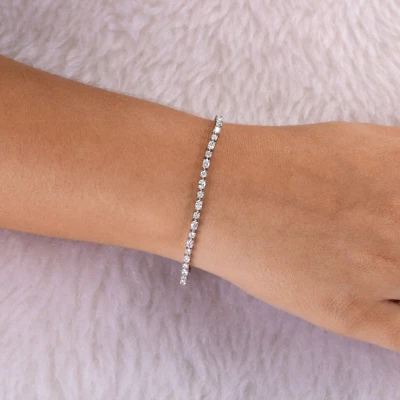 Luxury 3.07 Ct Diamond Chain Bracelet 18k White Gold Tennis Style Wedding Gift - Image 1 of 4