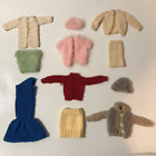Lot of 11 Handmade Barbie Clone Clothing Crocheted Dress Sweaters Hats Skirt Top
