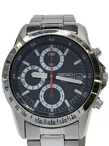 SEIKO 7T92-0DW0 Chronograph Black Dial Quartz 10bar Men's Watch Japan - Rank B - Picture 1 of 6