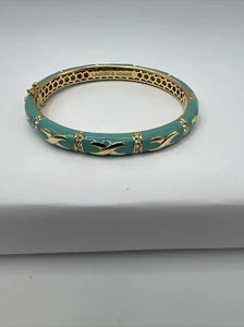 Lauren G Adams Elegant Hugs BangleBracelet Turquoise W/Swarovski Accents M4039 - Picture 1 of 3