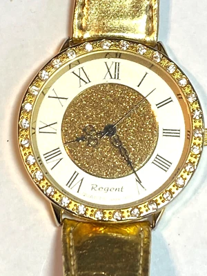 Reloj de pulsera Regent multicristal para mujer con correa de cuero ajustable Foto 1 de 4