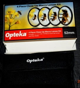 OPTEKA 4-PIECE Close-Op Macro Lens Kit," (+1, +2, +4, +10) 52 mm, New/Orig. Box - Picture 1 of 4