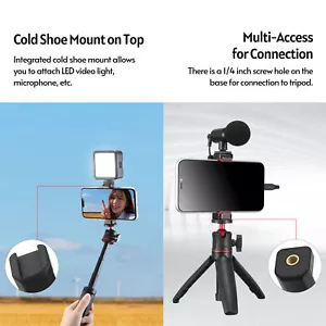 Mini Vlog Live Streaming Smartphone Clip Adjustable Phone Holder With Cold S Kit - Picture 1 of 9