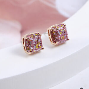 Kate Spade Sparkle Sequins Glitter Square Rhinestone Candy Color Stud Earrings