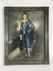Antique Vintage Little Boy Blue Photo Picture Framed Wall Art 17.5 x 13.5 - L20