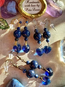 Schlichte HERZ-Ohrringe LAPISLAZULI Valentinstag Geburtsstein SEPTEMBER, SCHÜTZE - Bild 1 von 19